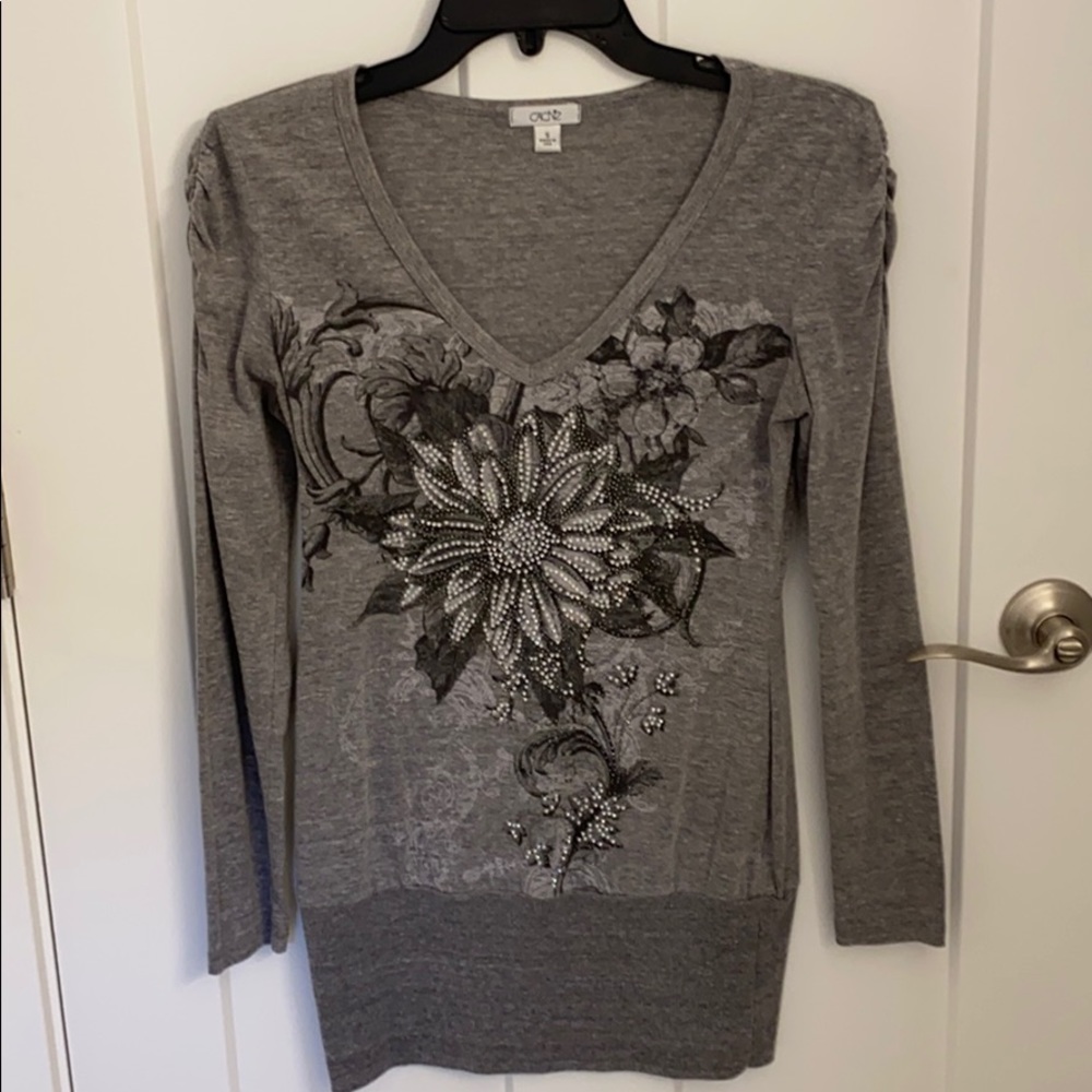 Cache Beaded screen print top